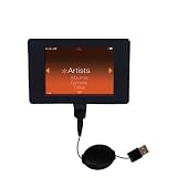 Retractable USB Cable for the iRiver U10 1GB with Power Hot Sync and Charge capabilities - Gomadic Brand w/ TipExchange Technology