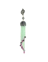 Designer 18kt Gold Genuine Gemstone Tassel Beaded Pendant