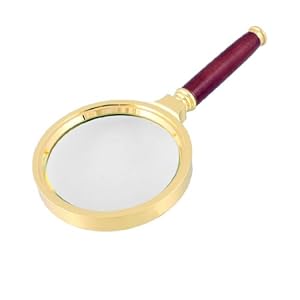 Rosallini 80mm Diameter 15X Optical Lens Rosewood Handle Gold Tone Magnifying Glass