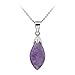 Sterling Silver Houndstooth Amethyst Teardrop title=
