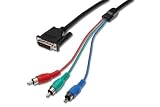 DVI Male to 3 x RCA Phono Connectors HDTV Cable 1.8m