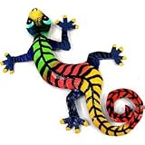 Eight Inch Striped Metal Gecko
