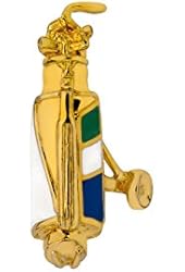 Gold Plated Green White Blue Enamel Cabouchon Golf Bag Pin Brooch