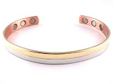 Gold & Silver Copper Pain Magnetic Bracelet, L   7.75