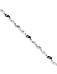 14k White Gold White & Black Diamond Bracelet, Best Quality Free Gift Box Satisfaction Guaranteed
