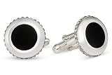 Onyx and Gray Swarovski Crystal Sterling Silver Cufflinks