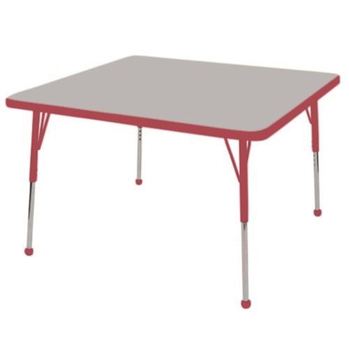 Early Childhood Resource ELR-14116-GRD-TB 30 in. Gray Square Adjustable Activity Table with Red Edge and Red Toddler Legs Ball Glide