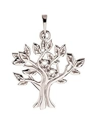 14K White My Tree Pendant 2 Stone