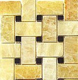 Honey Onyx Basketweave Black Dots (SAMPLE) Polished