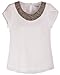 Quality Embellished Bead Collar Ruffle Shoulder Tops T-Shirts Blouse