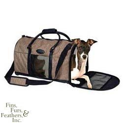 Pet Voyage Houndstooth Pet Carrier - 20 x 11 x 11.5 - Brown