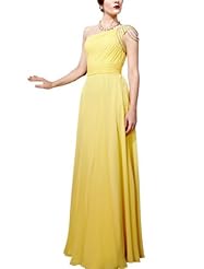 A-line Chiffon Cocktail Floor Length One Shoulder Sleeveless Beaded Asymmetric Homecoming Dress/Pageant Dress/Prom Dress/Party Dress/Wedding Dress 