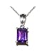 9K White Gold Emerald cut Amethyst & Diamond title=