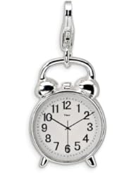 Amore LaVita(tm) Sterling Silver 3-D Alarm Clock w/Lobster Clasp Charm for Charm Bracelet