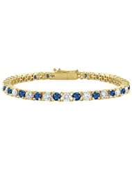 Sapphire and Diamond Tennis Bracelet 18K Yellow Gold 5.00 CT TGW