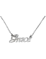 Name Necklaces Grace - Personalized Necklace White Gold Plated 18K, Belcher Chain, 2mm Thick