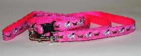 Designer Papillon Dog Leash – Pink Papillon Leash – Four Feet Long – Made in USA