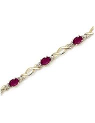14K Yellow Gold Oval Ruby and Diamond Bracelet