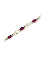 10K Yellow Gold Oval Ruby and Diamond Bracelet by Jewelry Mountain