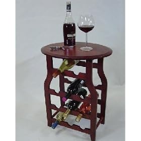 11 Bottle Mahogany Wine Rack with Table Platform - Apachi by Furniture