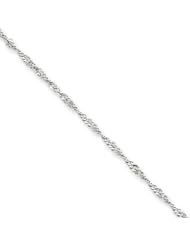 1.9mm, 14 Karat White Gold, Singapore Chain - 9 inch