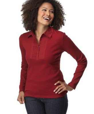 Click here to buy Karen Scott Long-Sleeved Top with Woven Trim by Karen Scott.