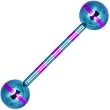 Blue Purple Striped Titanium Barbell Tongue Ring