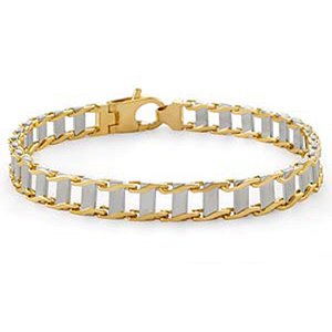 14k Two Tone Gold Railroad Italian Men’s Bracelet (8″)