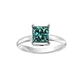 1 Ct. Blue Diamond Solitaire Ring Engagement Style in 14K White Gold