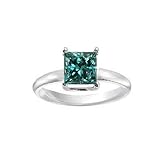 1 Ct. Blue Diamond Solitaire Ring Engagement Style in 14K White Gold