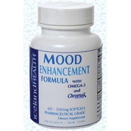 Iceland Health Mood Enhancement w Omega-3, Vitamin D and Chromax (500mg) - Pharmaceutical Grade (60 softgels) - For Stress, Anxiety, Panic and Depression by Iceland