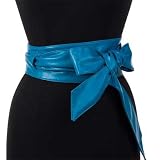 Turquoise Blue Kimono Wide Double Sash Wrap Belt