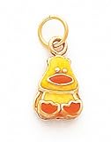 Yellow Enameled Duck Charm, 14K Yellow Gold
