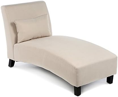 Castleton Home Khaki Microfiber Stylish Chaise Lounge Long Chair Modern Living Room Furniture Home Decor