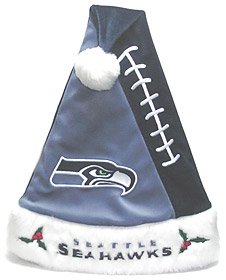 SEATTLE SEAHAWKS COLOR BLOCK CHRISTMAS SANTA HAT