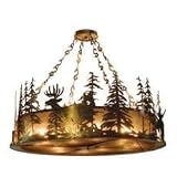 Meyda Tiffany 32206 78 Inch W Moose & Deer At Dusk Inverted Pendant