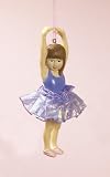 Brown-Haired Girl Ballerina Dancer In Purple Tutu Christmas Ornament #907160