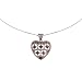 EXP Sterling Silver Old Style Garnet Heart Pendant Necklace