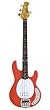 Ernie Ball Music Man Classic Collection StingRay 4 String Bass - Single Humbucker Coral Red Finished Birdseye Maple Neck White Pickguard