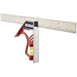 BORA 531120 12-Inch Magnetic Combination Square with Etched Stainless Steel Blade Inch Graduations, High Visibility Vial