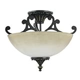 Thomas Lighting M2963-22 Wisteria - Three Light Semi-Flush Mount, Sable Bronze Finish with Antiqued Hand Painted Glass