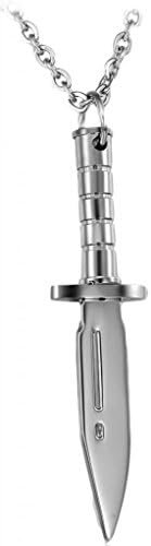 Men's Pendant Necklace Jewelry Stainless Steel White Dagger Handle Knife Height 5.8CM