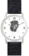 ROTTWEILER DOG (MS) - WATCHBUDDY&reg; DELUXE SILVER TONE WATCH - Black Strap - Large Size (Men's or Jumbo Women's Size)