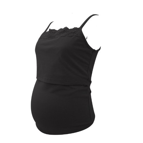 授乳口付きレーシーキャミソール【クララ】カシュクールタイプ授乳服 ブラック M