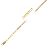 14k Solid Gold Figaro Ficonucci Chain Necklace 2.6mm 22 Inch