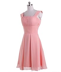A-line Natural   Waistline Knee Length Chiffon Ruched Lace Square Neck Bridesmaid Dress 