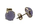 Lavender Jade Four Pronged Round Stud Earrings, 14k Gold