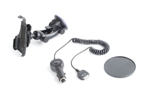 DURAGADGET iPhone 4 Suction Car Windscreen Mount / bracket / holder + dash disk + Car charger for Apple iPhone 4, iPhone Four, (8gb, 16gb, 32gb, 8gig, 16gig, 32gig)