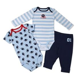 Newborn Boy Carter's Football Footless Layette Set
