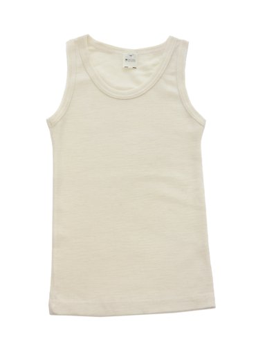 Little Girls Organic Wool Sleeveless Undershirt, Natural White, size 116/6 yr